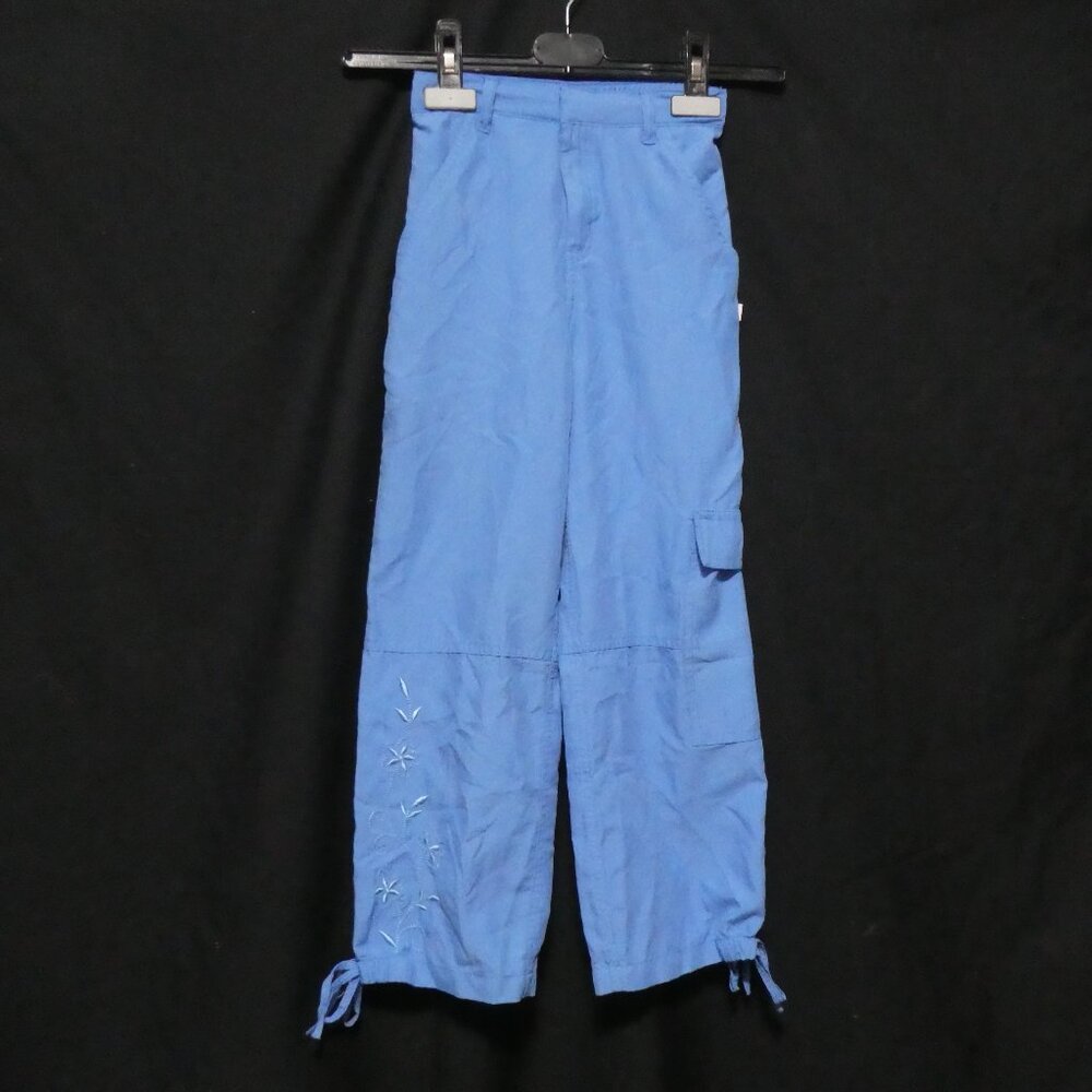 WARDROBE ESSENTIALS | 6x | Girl's Blue Lightweight Cargo Pants | Tie Bottoms